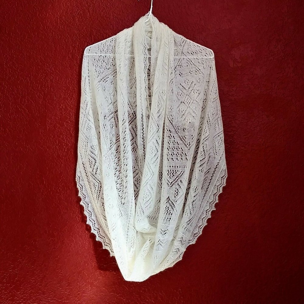 Authentic Orenburg Lace Knit Wool Infinity Scarf